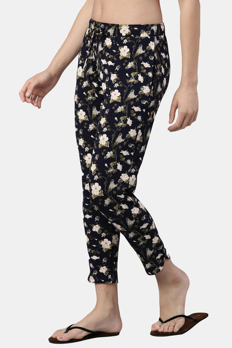 Enamor Viscose Loungewear Bottom - Navy Hibiscus Aop — image 3